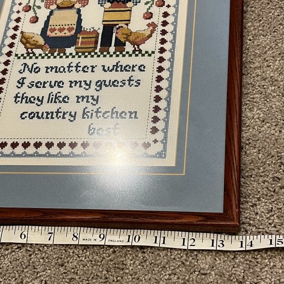 HAND CRAFTED Cross Stitch Picture Country Kitchen Farmer Countrycore 17"x14" - Picture 8 of 10